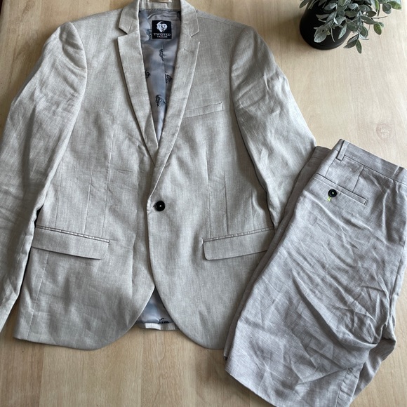 Twisted Tailor Men’s 2 piece suit flat Linen (blazer+shorts) - Picture 2 of 12